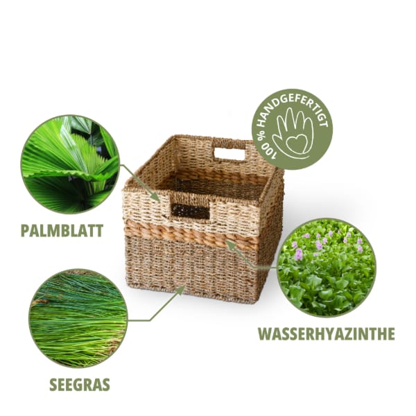 Faltbare rechteckige Koerbe mit Materialen
